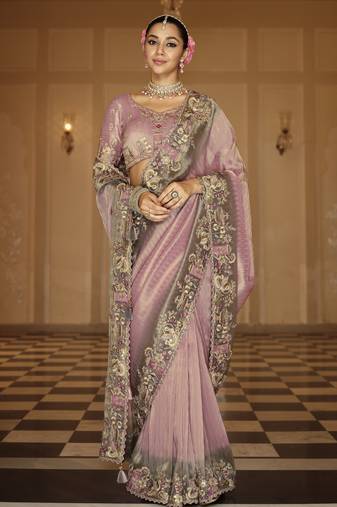 Premium designer soft silk weaving saree with rich embroidery & heavy work blouse
