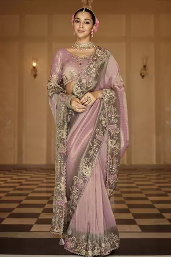 Premium designer soft silk weaving saree with rich embroidery & heavy work blouse