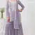 Purple embroidered georgette stitched palazzo style salwar suit