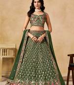 GREEN SEQUINS & THREAD EMBROIDERED LEHENGA CHOLI