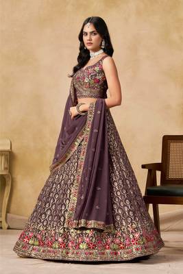 LIGHT PURPLE SEQUINS & THREAD EMBROIDERED LEHENGA CHOLI 2