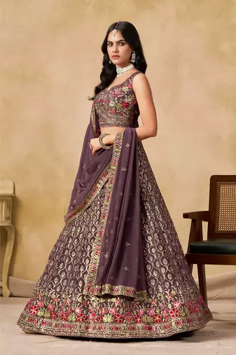 LIGHT PURPLE SEQUINS & THREAD EMBROIDERED LEHENGA CHOLI