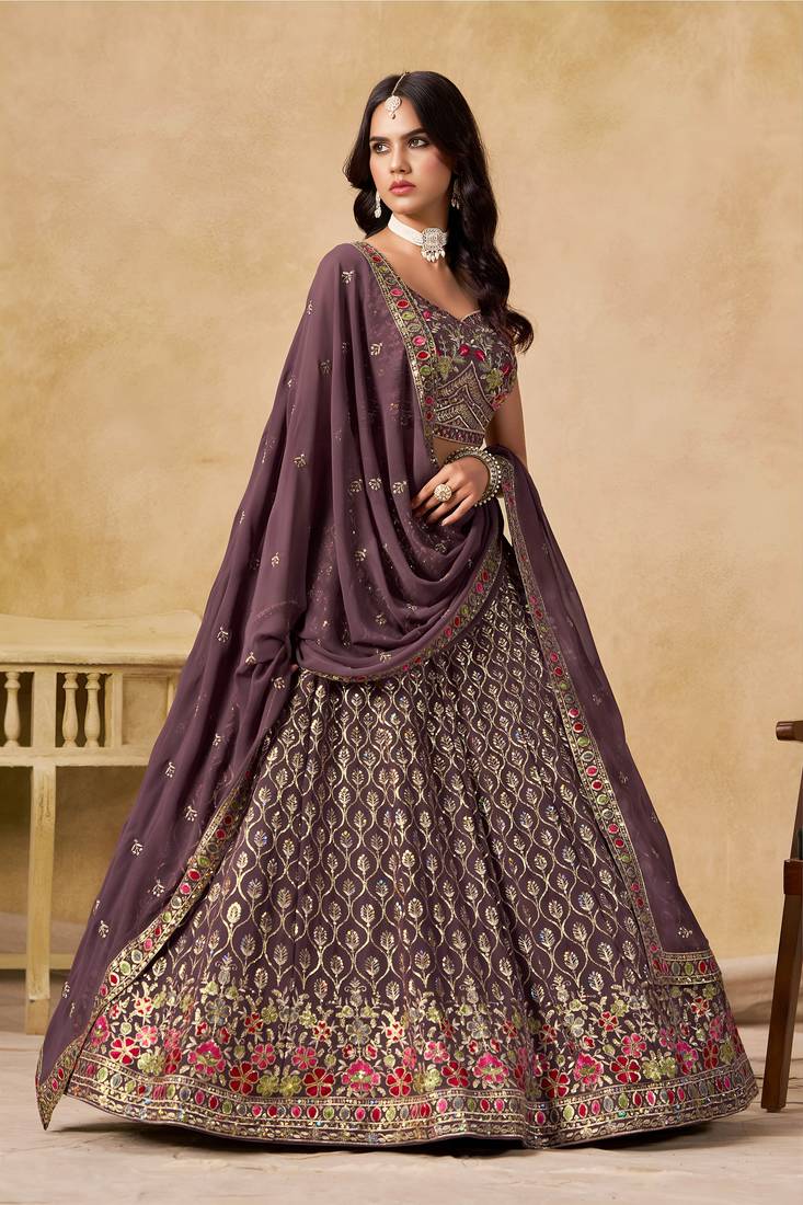 LIGHT PURPLE SEQUINS & THREAD EMBROIDERED LEHENGA CHOLI