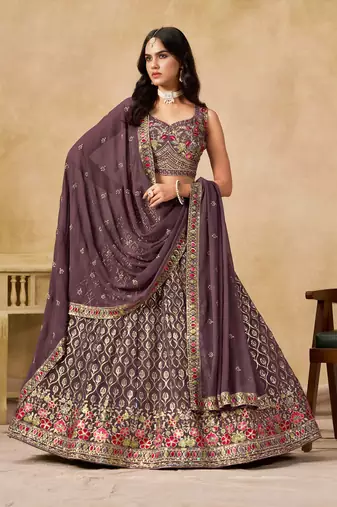 LIGHT PURPLE SEQUINS & THREAD EMBROIDERED LEHENGA CHOLI