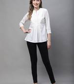 Off white women's pure cotton solid short top