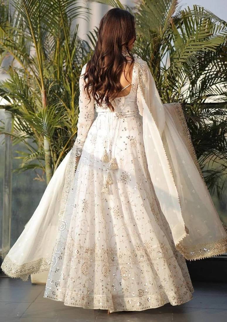 Women's embroidered worked flared anarkali set with dupatta