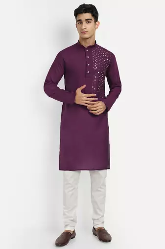 Wine pure rayon wedding special premium designer kurta pyjama