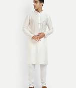 White pure rayon wedding special premium designer kurta pyjama