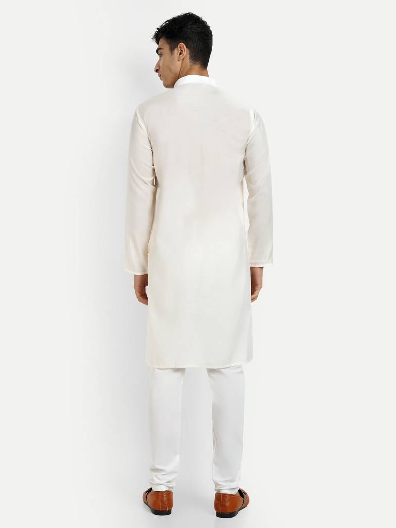White pure rayon wedding special premium designer kurta pyjama