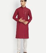 Red pure rayon wedding special premium designer kurta pyjama
