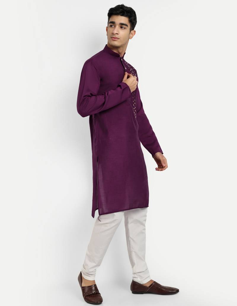 Wine pure rayon wedding special premium designer kurta pyjama