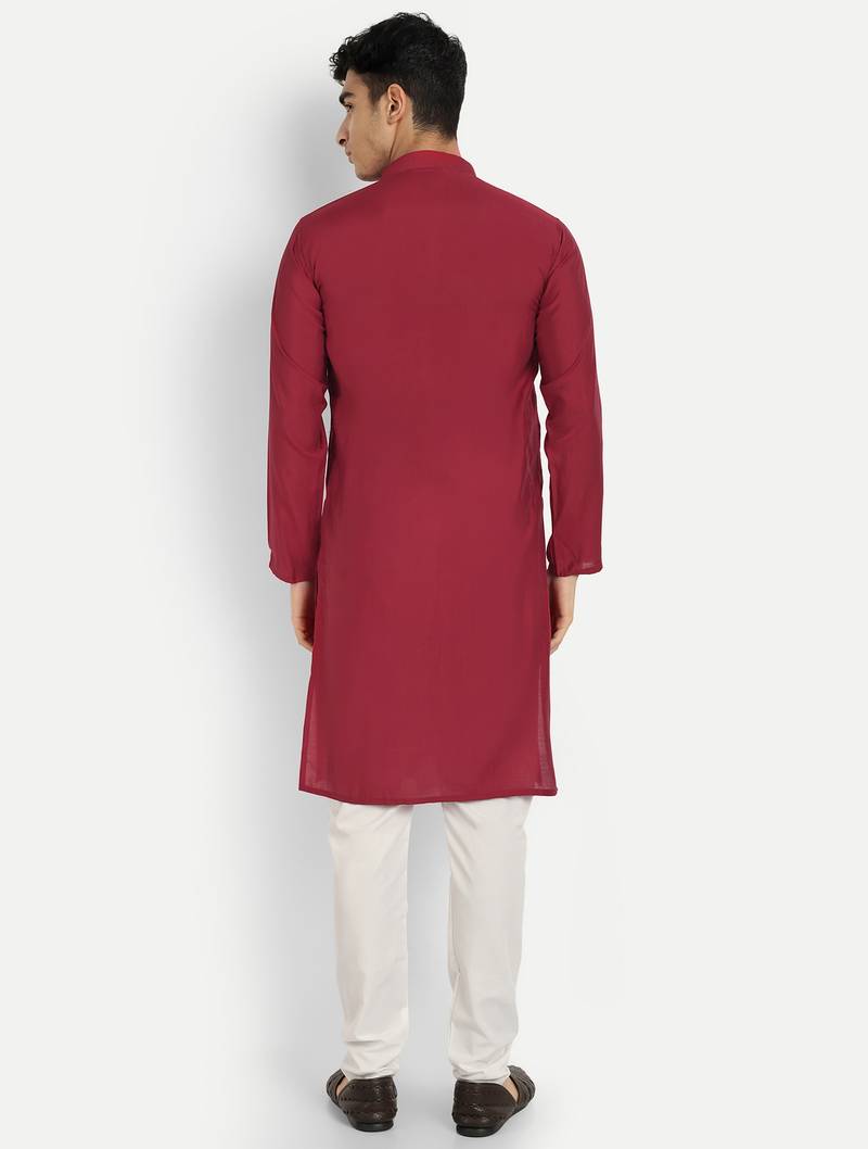 Red pure rayon wedding special premium designer kurta pyjama