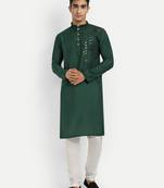 Green pure rayon wedding special premium designer kurta pyjama