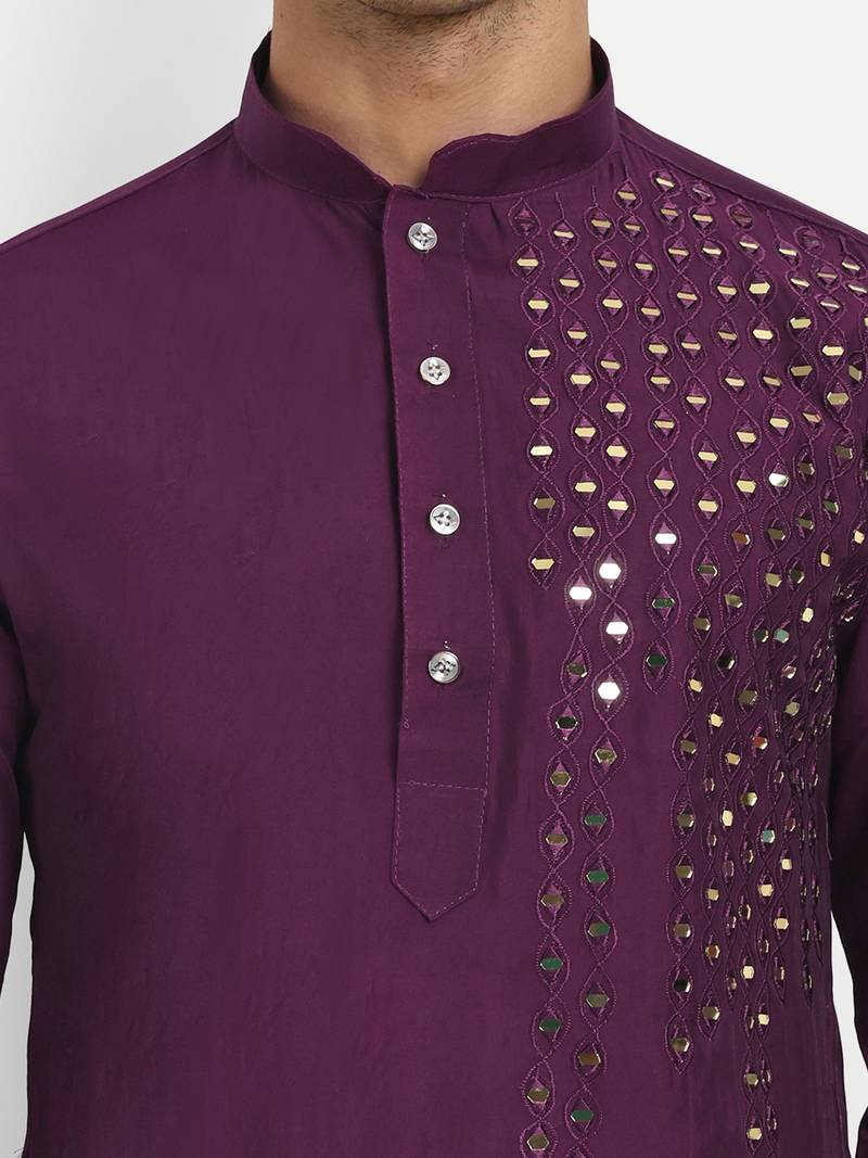 Wine pure rayon wedding special premium designer kurta pyjama