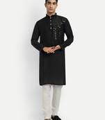 Black pure rayon wedding special premium designer kurta pyjama