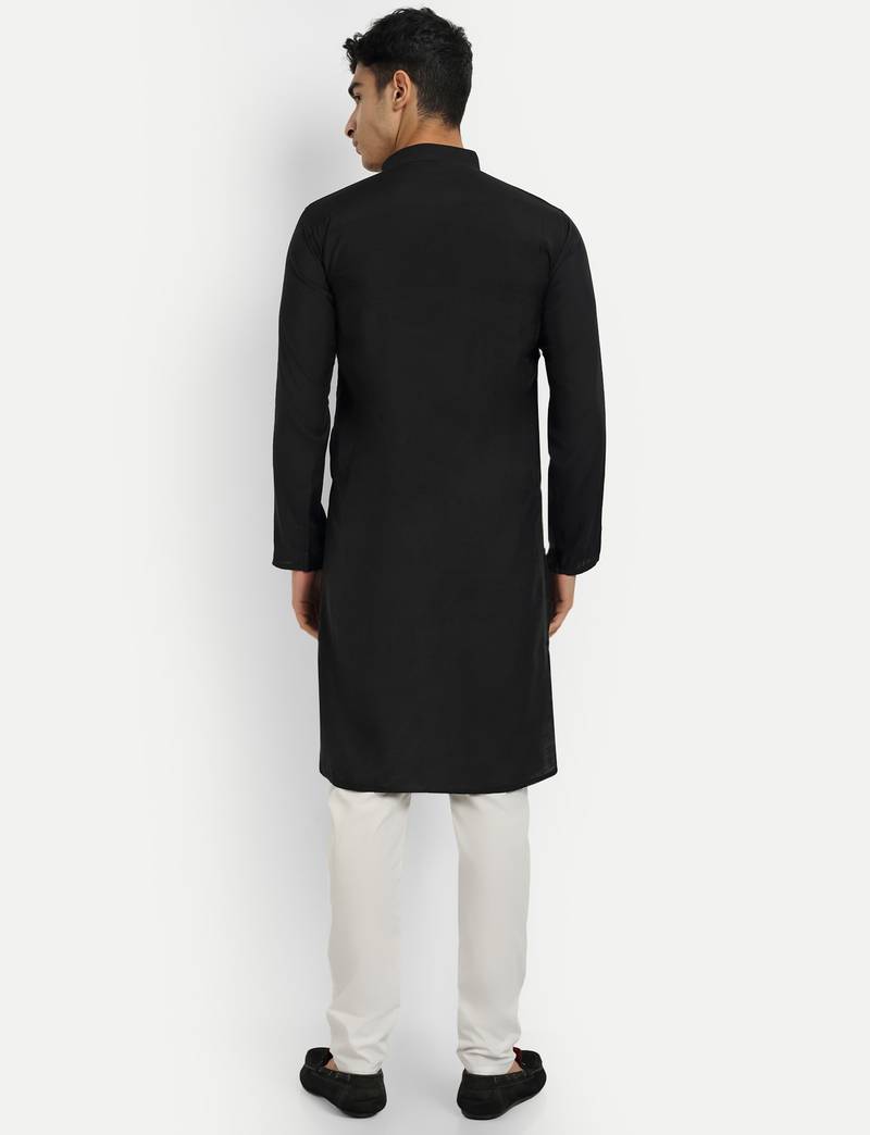 Black pure rayon wedding special premium designer kurta pyjama