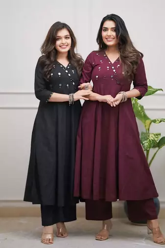 Rayon solid kurti with pant