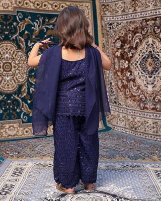 Kids Neelam Chikankari Palazzo Set with Dupatta 2