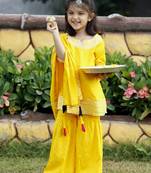 Yellow Cotton Kids Skirt Top with Dupatta - Gotta Work