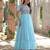 Sky Blue Faux Georgette Sequins & Embroidered Gown     Party Wear