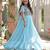 Sky Blue Faux Georgette Sequins & Embroidered Gown     Party Wear