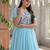 Sky Blue Faux Georgette Sequins & Embroidered Gown     Party Wear