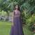 Wine Faux Georgette Sequins & Embroidered Gown     Party Wear