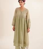 Aqua green pleated sleeve dress set