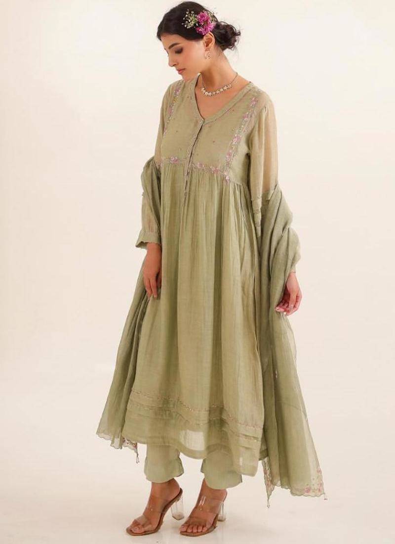 Aqua green pleated sleeve dress set