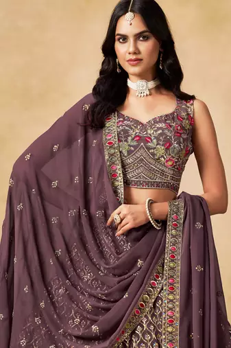 LIGHT PURPLE SEQUINS & THREAD EMBROIDERED LEHENGA CHOLI