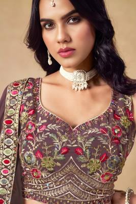 LIGHT PURPLE SEQUINS & THREAD EMBROIDERED LEHENGA CHOLI 7