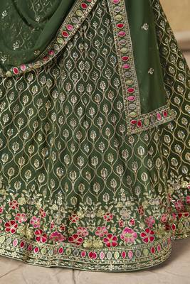 GREEN SEQUINS & THREAD EMBROIDERED LEHENGA CHOLI 8