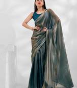 Metallic organza shimmery saree with blouse