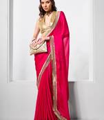 Pink designer chiffon saree with blouse