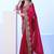 Red embellished embroidered satin saree with blouse