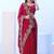Red embellished embroidered satin saree with blouse
