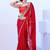 Red mirror work lace embellished saree with blouse