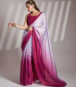 pink ombre satin saree with blouse