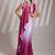 pink ombre satin saree with blouse