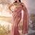 Peach embellished organza saree with blouse