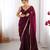 Wine embellished organza saree with blouse