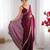 Wine embellished organza saree with blouse
