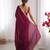 Wine embellished organza saree with blouse