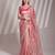 Peach embellished designer lace organza saree with blouse
