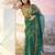 Sea green designer lace organza saree with blouse