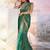 Sea green designer lace organza saree with blouse