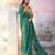 Sea green designer lace organza saree with blouse