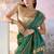 Sea green designer lace organza saree with blouse