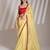 Lime yellow designer lace organza saree with blouse