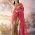 Pink and brown designer lace organza saree with blouse